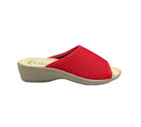 VIRGO FIRENZE Ciabatte Donna da casa in rete Elastica traspirante calzatura Made in Italy Anatomica plantare Vera Pelle, rosso,40