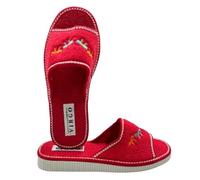VIRGO FIRENZE Ciabatte Donna in Spugna Pianelle Aperte in puro Cotone Morbide e Leggere per Casa e Relax, Rosso, 40