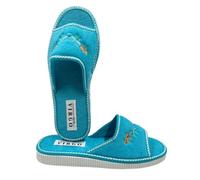 VIRGO FIRENZE Ciabatte Donna in Spugna Pianelle Aperte in puro Cotone Morbide e Leggere per Casa e Relax, Acqua, 36