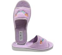VIRGO FIRENZE Ciabatte Donna in Spugna Pianelle Aperte in puro Cotone Morbide e Leggere per Casa e Relax, Lilla, 37