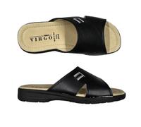 VIRGO FIRENZE Ciabatte Uomo Classiche, Pantofole Aperte, Made in Italy, con Plantare in Vera Pelle, Comfort Quotidiano, Nero, 41