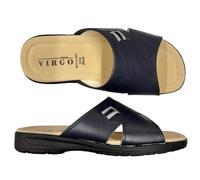 VIRGO FIRENZE Ciabatte Uomo Classiche, Pantofole Aperte, Made in Italy, con Plantare in Vera Pelle, Comfort Quotidiano, Blu, 44