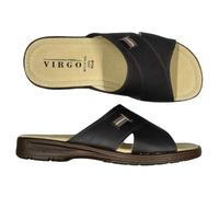 VIRGO FIRENZE Ciabatte Uomo Classiche, Pantofole Aperte, Made in Italy, con Plantare in Vera Pelle, Comfort Quotidiano, T.Moro, 42