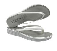 VIRGO FIRENZE Infradito Donna Eleganti con Zeppa 3 cm - Sandali Estivi Made in Italy - Suola Comoda e Antiscivolo - Fascia Lucida, Bianco, 41