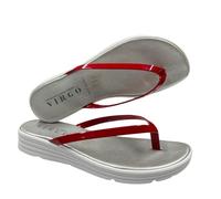 VIRGO FIRENZE Infradito Donna Eleganti con Zeppa 3 cm - Sandali Estivi Made in Italy - Suola Comoda e Antiscivolo - Fascia Lucida, Rosso, 39