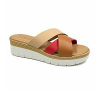 VIRGO FIRENZE Sandali Donna a Fasce Incrociate in Vera Pelle, Ciabatte Estive con Zeppa Media e Suola Platform, Made in Italy, rosso, 38