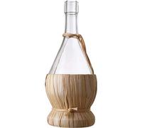 Fiasco Di Vetro Rivestito In Paglia Specifico Per La Conservazione Di Vini. Realizzato In Vetro Adatto Per Prodotti Alimentari. Imboccatura 'Tappo Sughero'. Colore Bianco.