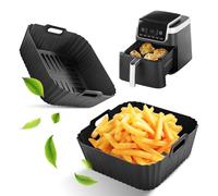 viriech Stampo in silicone per friggitrice ad aria calda, 8 pezzi, riutilizzabile Air Fryer Accessories Airfryer Stampo in silicone con spiedino, spazzola per olio, clip anti-scottatura per Air Fryer