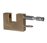 Viro | Lucchetto Antiscasso per Serranda, Base 75 mm in Ottone Massiccio, Asta Anti-Strappo a Rottura Programmata, 3 Chiavi in Dotazione