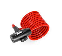 Viro | Hawaii, Lucchetto per Bici con Cavi Intrecciati in Acciaio, 8mm x 180cm, Rosso