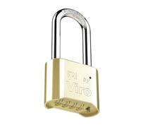 Viro | Lucchetto a Combinazione Variabile con 4 Combinatori, Base 52mm, Arco Lungo 57mm, Ottone Massiccio