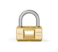 Viro | Lucchetto Cilindrico, Base 40 mm in Ottone Massiccio, Arco in Acciaio, Chiusura a Scatto, 2 Chiavi in Dotazione
