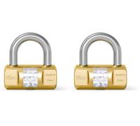 Viro | Lucchetto Antiscasso, Cilindrico, Base 50 mm in Ottone Massiccio, Arco in Acciaio, Chiusura a Scatto, 2 Chiavi in Dotazione (Confezione da 2)