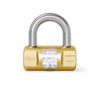 Viro | Lucchetto Cilindrico, Base 50 mm in Ottone Massiccio, Arco in Acciaio, Chiusura a Scatto, 2 Chiavi in Dotazione