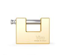 Viro | Lucchetto Antiscasso per Serranda, Base 75 mm in Ottone Massiccio, Asta Anti-Strappo a Rottura Programmata, 3 Chiavi in Dotazione