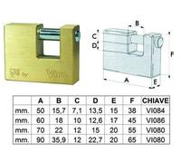 VIRO LUCCHETTO RETTANGOLARE IN OTTONE FAI BY VIRO mm.50 FER 185783