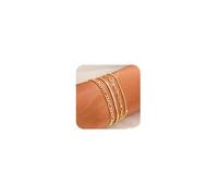 VIROMY 4PCS Bracciali a Strati d'Oro per Donne Placcati in Oro 14k Graffetta Satellite Figaro Box Catena Gioielli Minimalisti Regalo per Lei