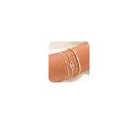 VIROMY 4PCS Bracciali d'Oro per Le Donne Placcati in Oro 14k Bracciale Impilabile Moda Occhio Del Diavolo Zircone Catena Regolabile Regali Di Gioielli per Le Donne