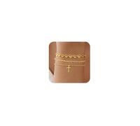 VIROMY Bracciali d'Oro per Le Donne Bracciale a Strati con Iniziali Placcate in Oro T 14k Bracciale Minimalista a Corde Intrecciate con Perline a Cuore Regali per Lei