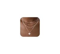 VIROMY Collana d'argento per le donne 14k Collana a catena d'oro Dainty Layered Collanes Semplice Impilabile Neckalce Cuore Pendente Collane Perla Catena Choker Collane d'oro Gioielli per le donne