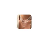 VIROMY Croce Collana per le Donne 3 Pezzi Collana Argento Delicato Paperclip Box Catena Collane Croce Ciondolo CZ Diamante Semplice Gioielli Regalo