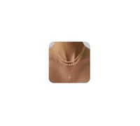 VIROMY Croce Collana per le Donne 3 Pezzi Collana Oro Delicato Paperclip Box Catena Collane Croce Ciondolo CZ Diamante Semplice Gioielli Regalo