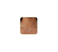 VIROMY Squisita Collana D'Oro Per Le Donne 14 k Oro/Argento Cuore Hollow Ciondolo Collana Carta Morsetto Cina Donne Gioielli A Forma Di Cuore Squisito, Ottone, Nessuna pietra preziosa
