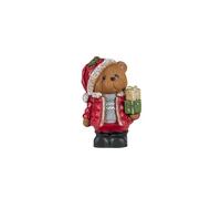 Viron Statua Teddy Bear in Resina con 4 Punti Luce a LED Bianchi Caldi Decorazione Dipinta a Mano Arredo Tradizionale Natalizio Funzionamento a Pile Stilo (37 cm, con Doni)