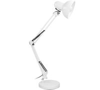 Virone Lampada da Tavolo Retro Alta in Acciaio Lunghezza Cavo ~1m (lampadina non inclusa)(Bianco)