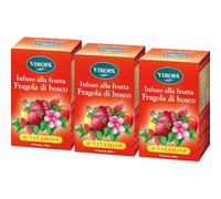 VIROPA Fragola di Bosco BIO - Tisana ai Frutti Naturale con Fragola e Mela - 3 Confezioni da 15 Filtri - Infuso Biologico Senza Caffeina - Gusto Dolce e Fruttato - Made in Alto Adige