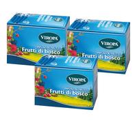VIROPA Frutti di Bosco BIO - Infuso ai Frutti Rossi Naturale - 3 Confezioni da 15 Filtri - Tisana dal Gusto Intenso e Fruttato - Senza Caffeina, Biologica e Gluten Free - Made in Alto Adige