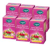 VIRÒPA Infuso Alla Frutta CILIEGIA SELVATICA, Con 10 Vitamine - 6 Confezioni da 15 Filtri