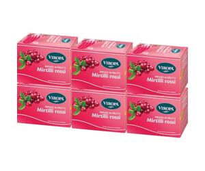 VIROPA Mirtilli Rossi BIO - Tisana ai Frutti con Ibisco e Mirtilli da Agricoltura Biologica - 6 Confezioni da 15 Filtri - Senza Glutine, Senza Caffeina - Infuso Naturale dal Gusto Ricco