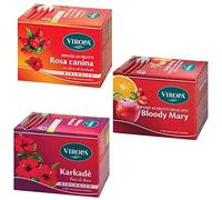 Viropa - Pacchetto REGINA DI CUORI - Assortimento di 3 confezioni di infusi 15 filtri ciascuna: Bloody Mary, Rosa Canina, Karkade' + in OMAGGIO Tisana bio Tisaniamo