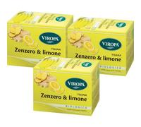 VIROPA Zenzero e Limone BIO - Tisana Digestiva e Tonificante - 3 Confezioni da 15 Filtri - Infuso Biologico con Pezzi di Zenzero, Limone e Menta - Senza Caffeina - Prodotto in Italia