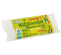 VIROSAC - Biolaccio - sacchetti per rifiuti biodegradabili 45x45cm, con laccio, 15 pezzi per rotolo, kit da 3 rotoli