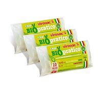 VIROSAC Biopratico - Sacchetti Per Rifiuti Biodegradabili 35x42, con maniglie estraibili, 10 pezzi per rotolo, kit da 3 rotoli