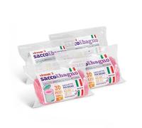 VIROSAC - sacco bagno - sacchetti profumati - 42x55cm, 30 pezzi per rotolo, kit da 4 rotoli, 2 rotoli rosa + 2 rotoli bianchi.