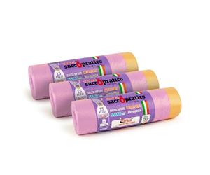 VIROSAC Saccopratico Sacchi Per La Raccolta Differenziata, 45 Sacchetti, Viola, 55 X 60 Cm, color Rosa, 15 Unità - Confezione da 3