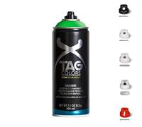VIRSUS 1 Bomboletta Spray Vernice Acrilica per GRAFFITI Verde A019 da 400ml + 5 testine per tratti precisi e spessi, finitura opaca coprente, per street artists murales (NECRON GREEN)