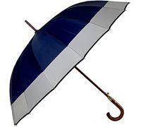 VIRSUS 1 Ombrello Grande G529B di colore blu con fascia da Uomo e Donna - Antivento, Automatico, Manico e Asta effetto Legno, pioggia inverno 16 Stecche