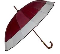 VIRSUS 1 Ombrello Grande G529B di colore bordeaux con fascia da Uomo e Donna - Antivento, Automatico, Manico e Asta effetto Legno, pioggia inverno 16 Stecche