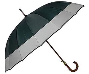 VIRSUS 1 Ombrello Grande G529B di colore verde con fascia da Uomo e Donna - Antivento, Automatico, Manico e Asta effetto Legno, pioggia inverno 16 Stecche