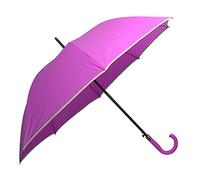 VIRSUS 1 ombrello lungo e resistente 8 stecche 8319 di colore fucsia con bordino stampato, aste e struttura in fibra rinforzata ANTIVENTO e impugnatura in gomma ergonomica pioggia inverno