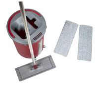 Virsus 1 Set Mocio Lavapavimenti 2176 con secchio a 2 scomparti 12 L. scopa girevole a 360 gradi, Mop pavimenti microfibra piatto adatto a tutti i pavimenti + 2 ricambi panni microfibra removibili - F