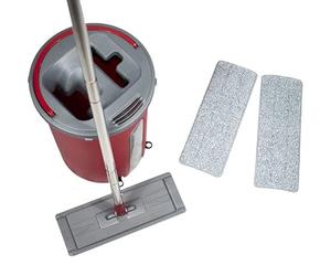 Virsus 1 Set Mocio Lavapavimenti 2176 con secchio a 2 scomparti 12 Litri, scopa girevole a 360 gradi, Mop pavimenti microfibra piatto adatto a tutti i pavimenti + 2 ricambi panni microfibra removibili
