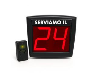 Virsus 1 Visore Display Eliminacode a 2 cifre rosso, con radiocomando telecomando wireless senza fili per la gestione delle code agli sportelli ufficio farmacia medico - C
