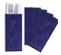 Virsus 100 Buste Portaposate in TNT Tessuto non Tessuto, misura 11x25 cm, con tovagliolo Doppio Velo 38x38 cm, Porta Posate Monouso per ristorante (Blu)