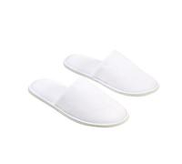 VIRSUS 100 Paia di Pantofole monouso CHIUSE in spugna sintetica colore Bianco, imbustate a coppia, suola Antiscivolo, taglia Unica, pattine donna uomo per Casa, Hotel, Spa
