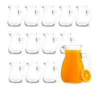 Virsus 12 Caraffe da Tavola in Vetro da 1 Litro, Misura 12x17 cm, Brocca trasparente con Manico e Beccucio Antigoccia, adatta per acqua, succo, bevande, Lavabile in lavastoviglie -8490F -9,3